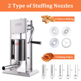 Hakka 3L/7LB Sausage Stuffer with Spanish Churro  Meat Filler Maker Machine